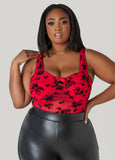 Plus Size Flocked Mesh Bodysuit