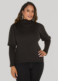 Plus Size Puff Sleeved Turtleneck Sweater