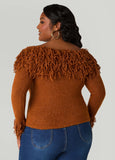 Fringed Off The Shoulder Sweater