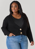 Plus Size Cropped Ribbed Cardigan