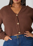 Cropped Ribbed Knit Sweater