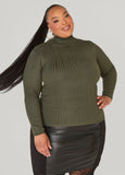Turtleneck Ribbed Knit Sweater