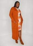 Hooded Cable Knit Duster