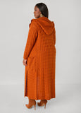 Hooded Cable Knit Duster