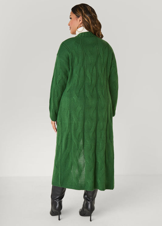 Pocketed Cable Knit Duster
