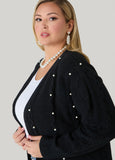 Faux Pearl Chenille Cardigan