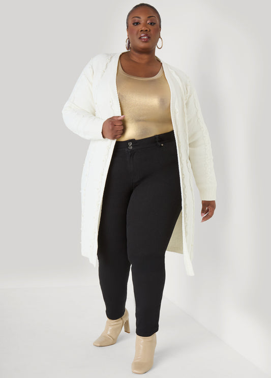 Faux Pearl Chenille Cardigan