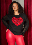 Plus Size Heart Sweater Rose Plus Size Valentines Day Knit Sweater