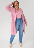 Hooded Ribbed Knit Duster