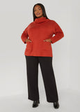 Pocket Front Cowl Neck Sweater
