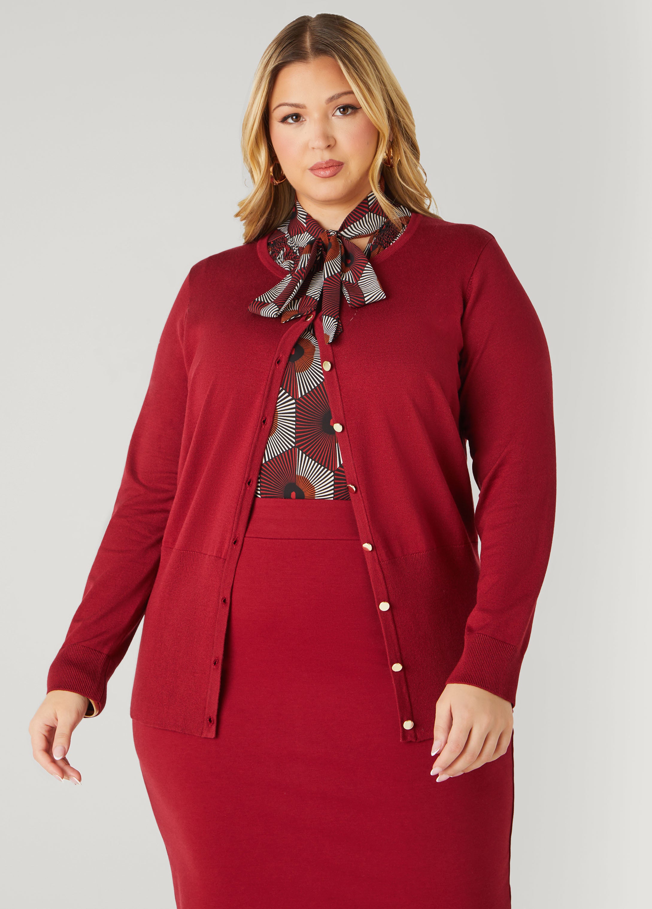 Plus Size Button Front Cardigan