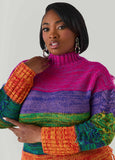 Fringed Rainbow Cable Knit Sweater