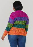Fringed Rainbow Cable Knit Sweater