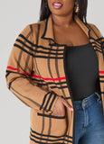 Plaid Intarsia Cardigan