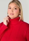 Ribbed Turtleneck Pullover Sweater