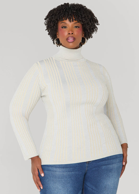 Plus Size Ribbed Lurex™ Turtleneck Sweater
