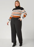 Striped Ribbed Turtleneck Sweater