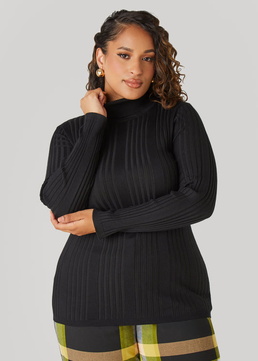 Plus Size Ribbed Turtleneck Sweater
