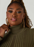 Turtleneck Ribbed Knit Sweater