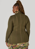 Turtleneck Ribbed Knit Sweater