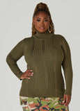 Turtleneck Ribbed Knit Sweater
