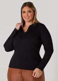 Ribbed V Neck Sweater