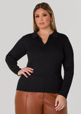 Plus Size Ribbed V Neck Sweater