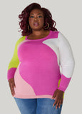 Plus Size Patchwork Colorblock Sweater