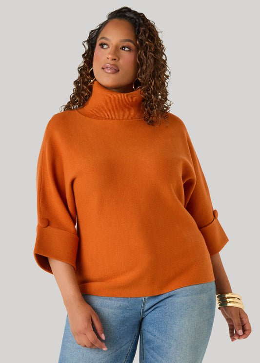 Cuffed Sleeve Turtleneck Sweater