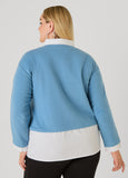 Striped Poplin Paneled Sweater