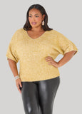 Metallic V Neck Sweater