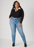 Poplin Paneled V Neck Sweater