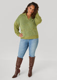 Boucle Paneled V Neck Sweater