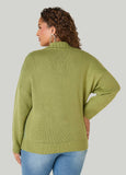 Boucle Paneled V Neck Sweater