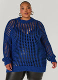 Plus Size Crewneck Open Knit Sweater