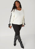 Lace Up Pointelle Sweater