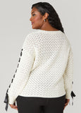 Lace Up Pointelle Sweater