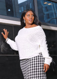 Plus Size Pointelle White Sweater Plus Size Knit Top