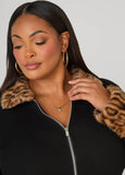 Leopard Faux Fur Trimmed Sweater
