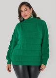 Plus Size Puff Effect Turtleneck Sweater