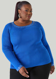 Plus Size Crystal Ribbed Knit Sweater