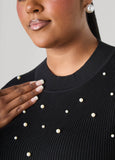 Faux Pearl Ribbed Sweater