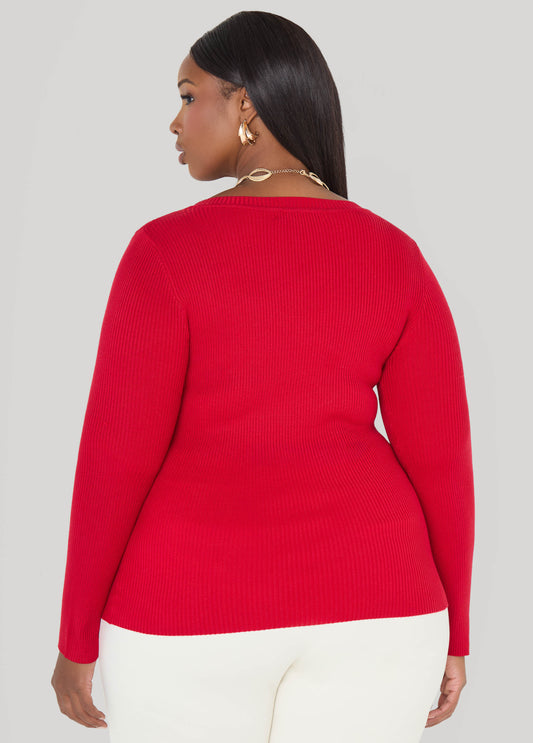 Ribbed Knit Crewneck Sweater