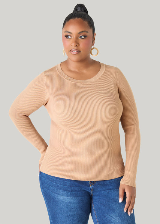 Ribbed Knit Crewneck Sweater
