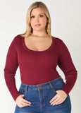 Ribbed Scoop Neck Sweater