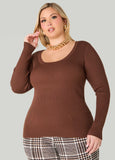 Ribbed Scoop Neck Sweater