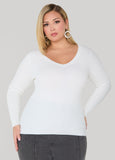 Ribbed Knit V Neck Sweater