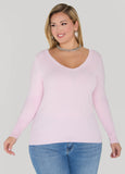 Ribbed Knit V Neck Sweater