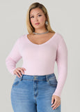 Ribbed Knit V Neck Sweater