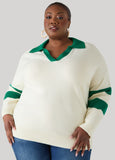 Plus Size Striped Rugby Sweater